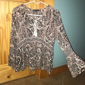AE Bell Sleeve Paisley Blouse